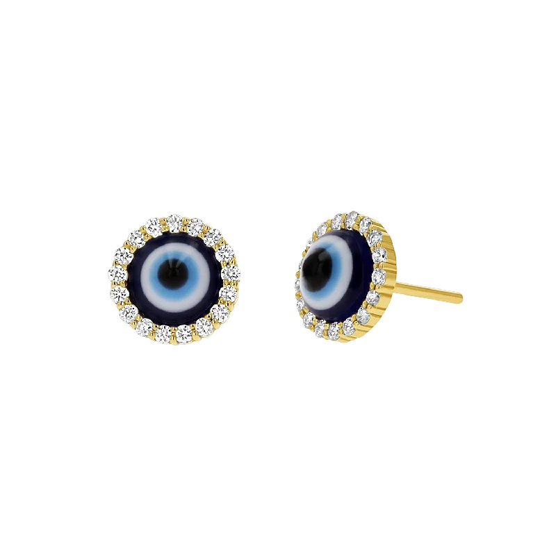 Make Your Outfit Shine With Discounted Jewelry Round Diamond Evil Eye Studs