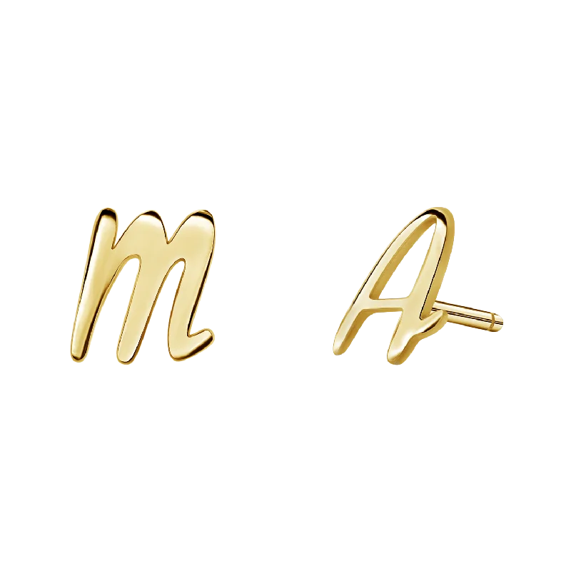 The Perfect Jewelry Piece At The Perfect Price Script Letter Stud Earrings