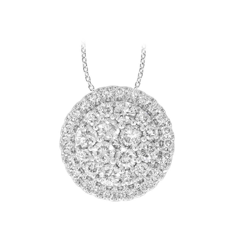 Big Discounts On Elegant Jewelry Collections 9ct White Gold 1 Carat Diamond Cluster Pendant on 45cm Chain