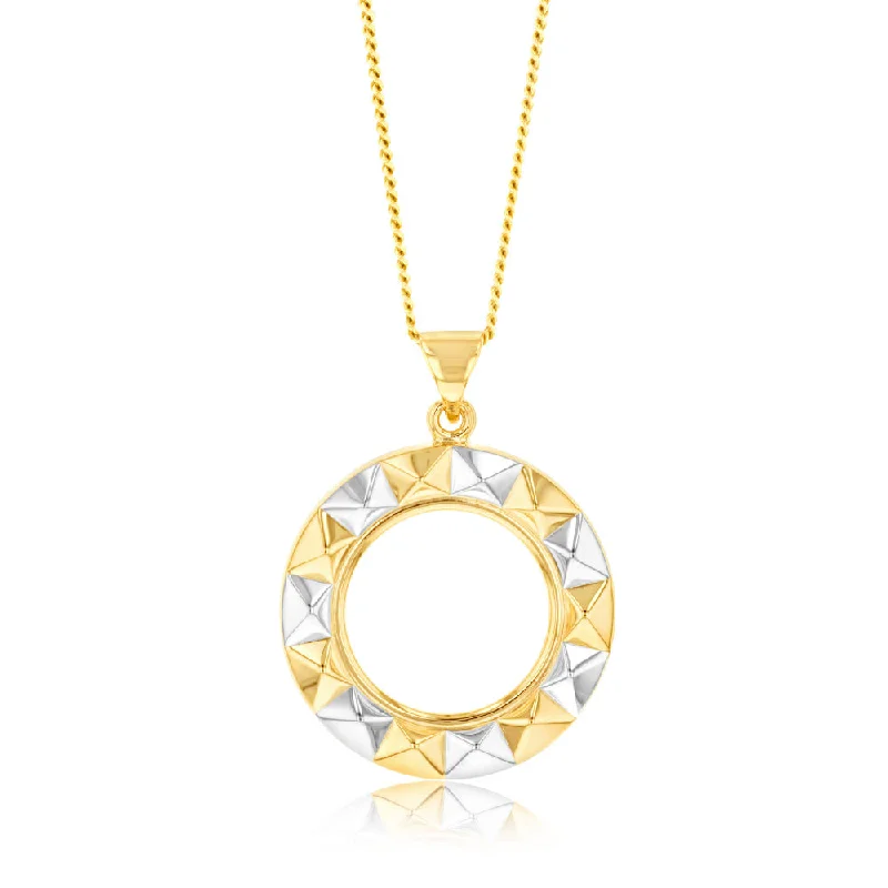 Timeless Beauty, Unbeatable Deals – Jewelry Sale On 9ct Yellow And White Gold Geometric Pattern Circle Of Life Pendant