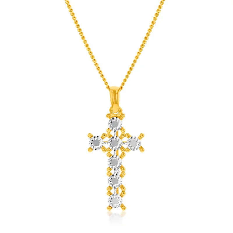 Personalized Jewelry Sale – Meaningful Gifts At Great Prices 9ct Yellow And White Gold Two Tone Diamond Cut Fancy Cross Pendant