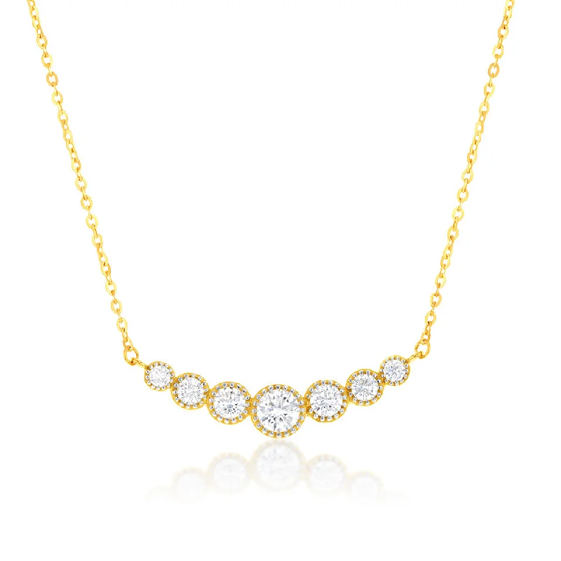 Sparkle More For Less – Jewelry Sale Happening Now 9ct Yellow Gold 43cm Zirconia Graduated Necklet