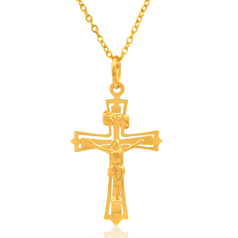 Best Jewelry Sale – Shop Exclusive Designs Now 9ct Yellow Gold Cut-Out Crucifix Pendant