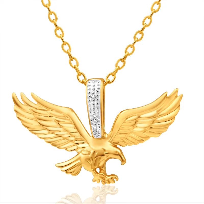 High-End Jewelry, Now More Affordable Than Ever 9ct Yellow Gold Diamond Eagle Pendant