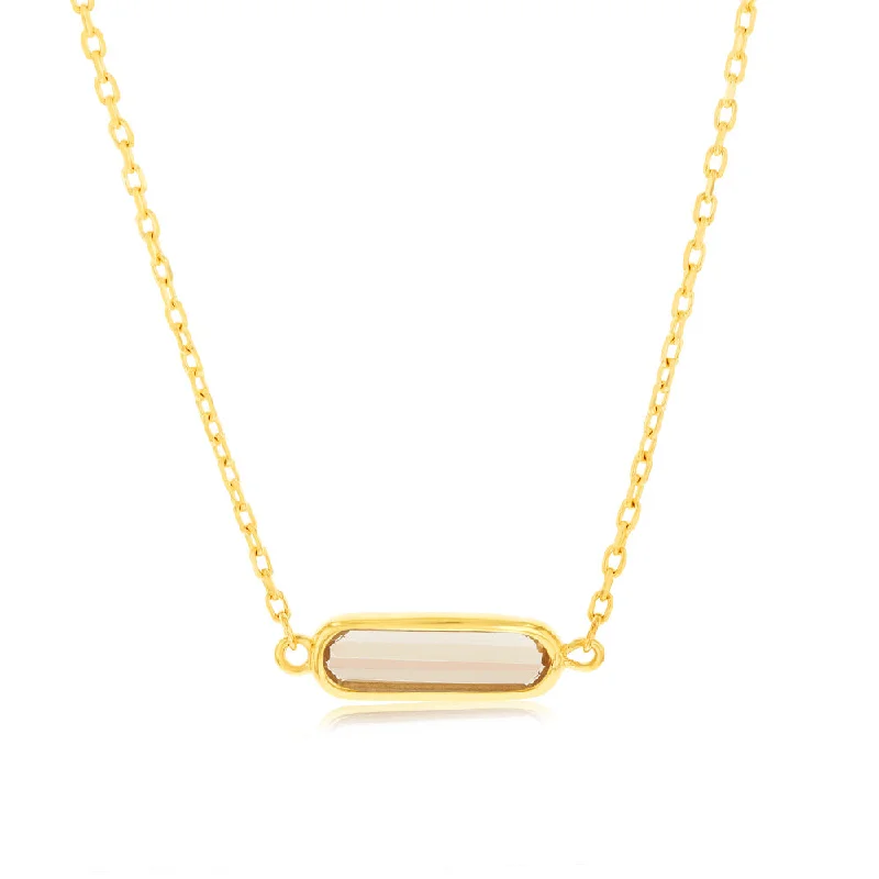 Luxury Jewelry Sale – Sparkle For Less 9ct Yellow Gold  Natural Quartz Pendant On Chain