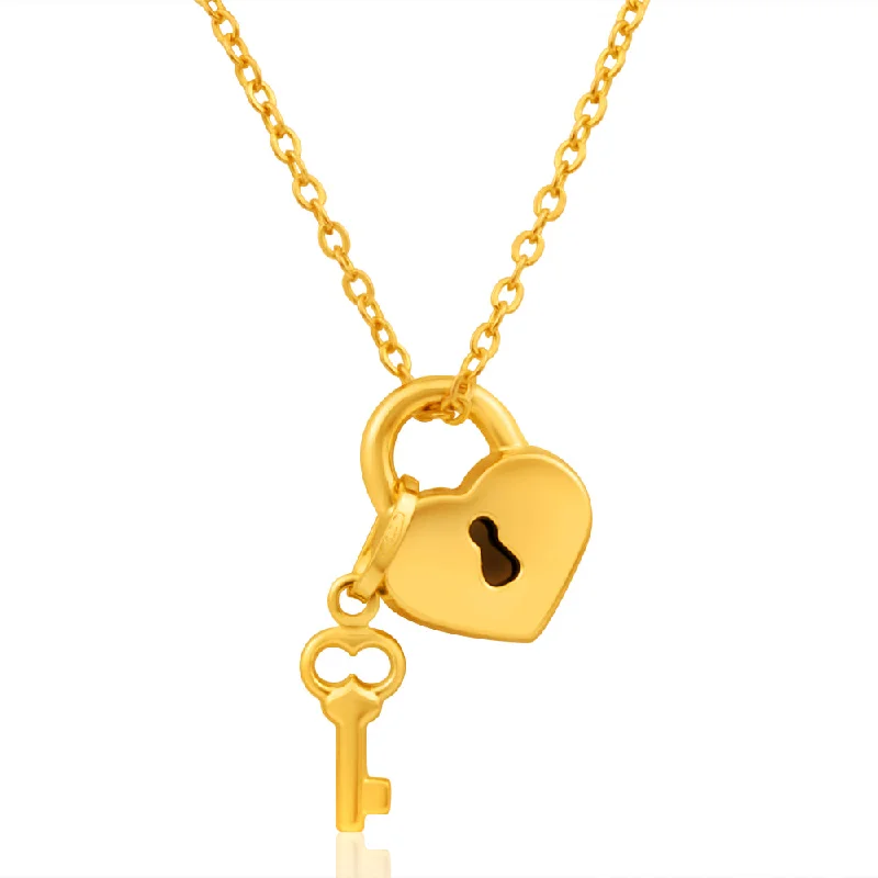 Flash Sale On Stunning Jewelry – Don't Miss Out 9ct Yellow Gold Padlock Key Pendant
