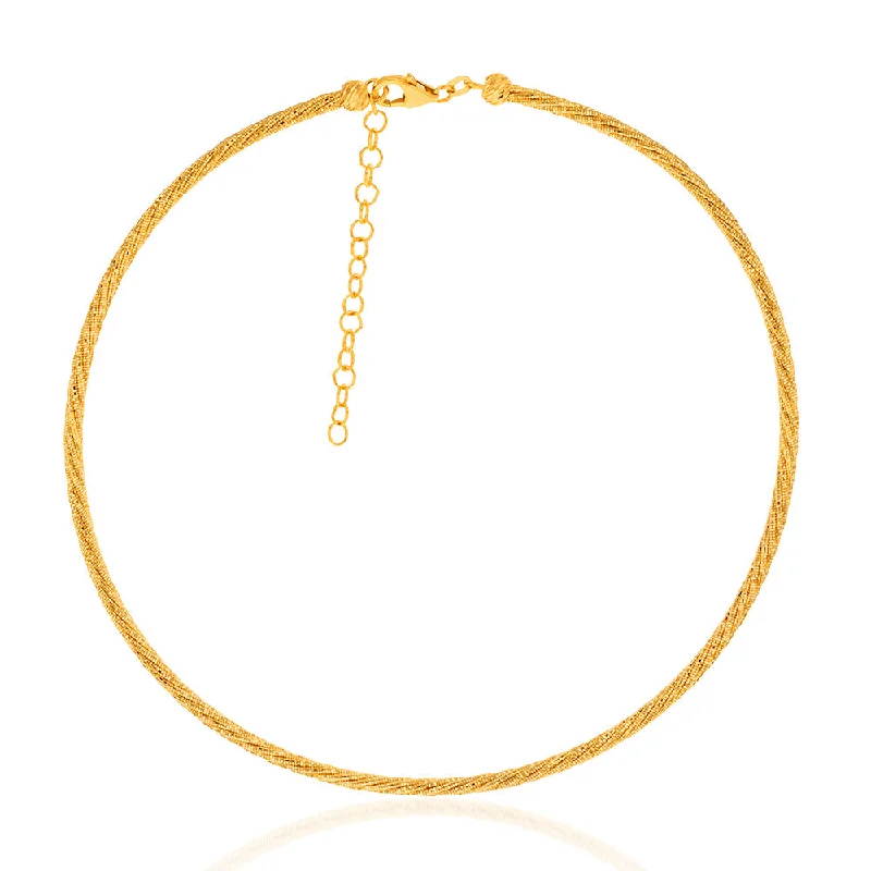 Shop Stylish Jewelry Now And Save Big 9ct Yellow Gold Sparkling Memory Omega 33+5cm Choker Chain
