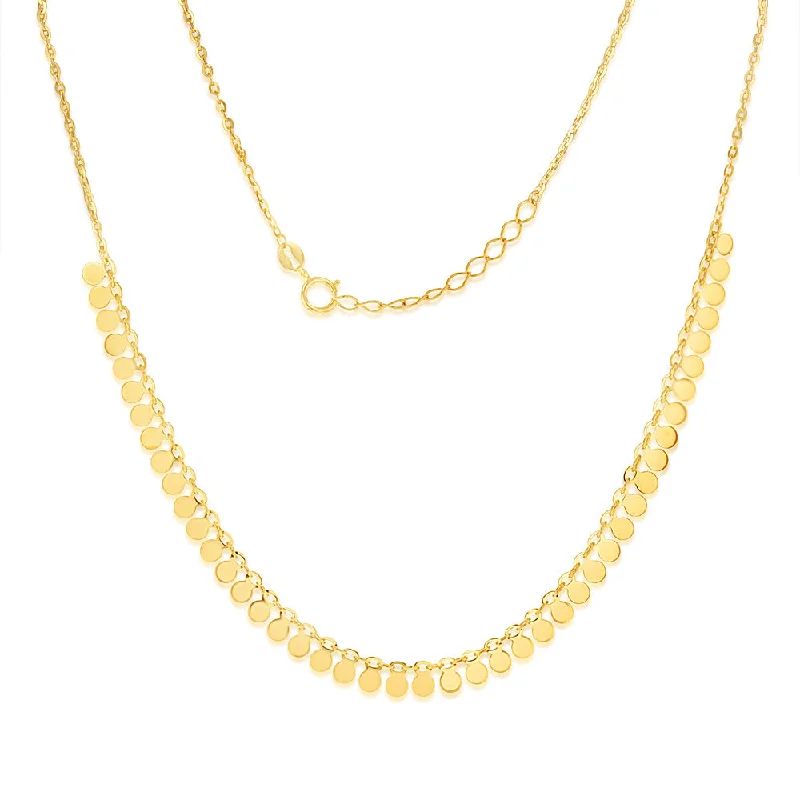 Shop Elegant Jewelry At Unbeatable Prices 9ct Yellow Gold Tiny Disc charm 40cm Choker Chain
