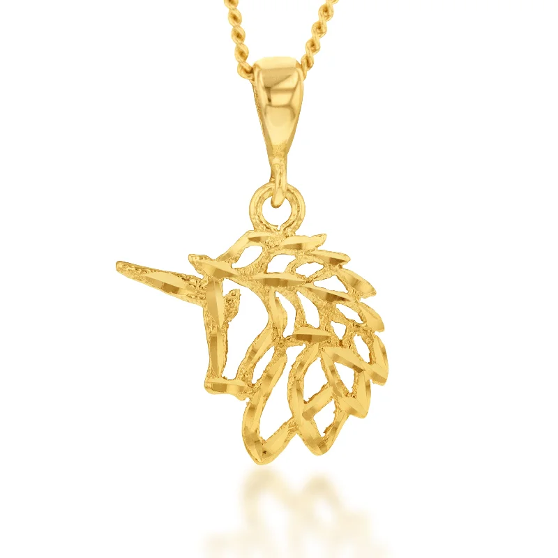 Don't Miss Out On Jaw-Dropping Jewelry Discounts 9ct Yellow Gold Unicorn Outline Pendant
