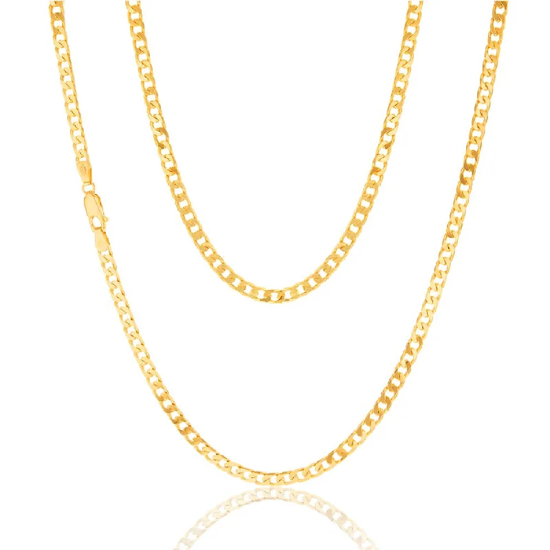 Trending Jewelry Styles Now At Limited-Time Discounts 9ct Yellow Solid Gold 120 Gauge Curb 55cm Chain
