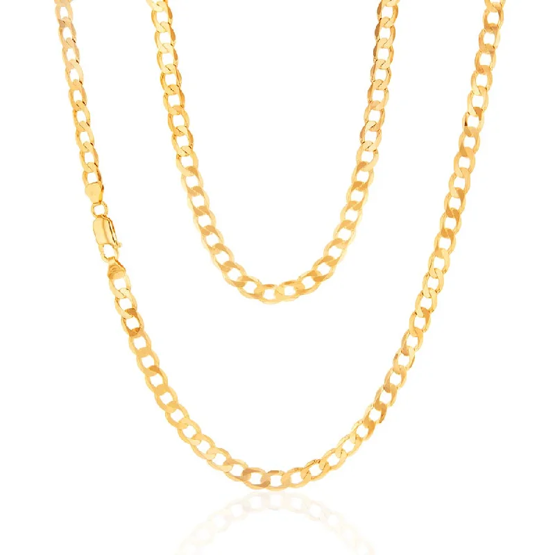 Unmissable Jewelry Sale – Shop Before It's Too Late 9ct Yellow Solid Gold 150 Gauge Curb 55cm Chain