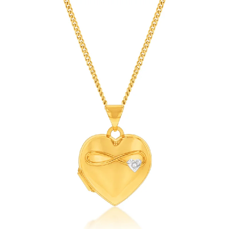 Trending Jewelry Now Available At Exclusive Prices 9ct Yellow & White Gold Two Tone Together Forever On Heart Locket Pendant