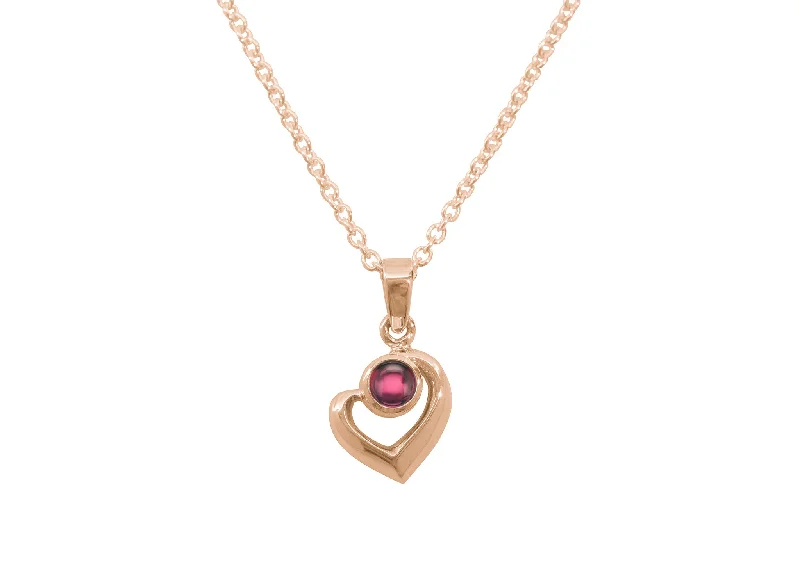 Luxury Handcrafted Jewelry For Elegant Looks Abstract Heart Cabochon Gemstone Pendant, Red Gold