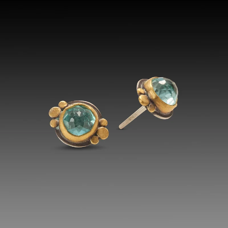 Dainty Floral Jewelry For Feminine Elegance Apatite & Gold Stud Earrings