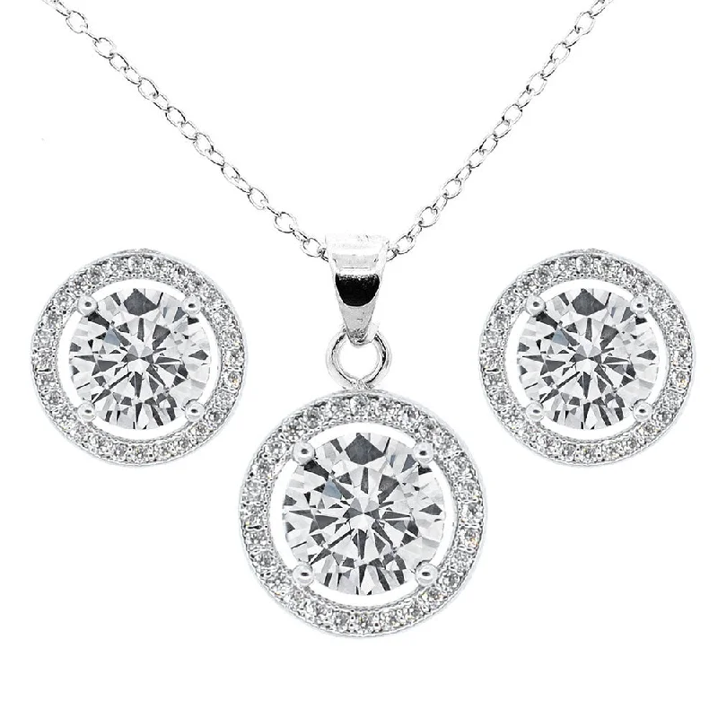 Once-A-Year Jewelry Sale – Grab Your Favorites Now Ariel 18k White Gold Plated Halo Stud Earrings and Necklace Jewelry Set with Simulated Diamond Crystals