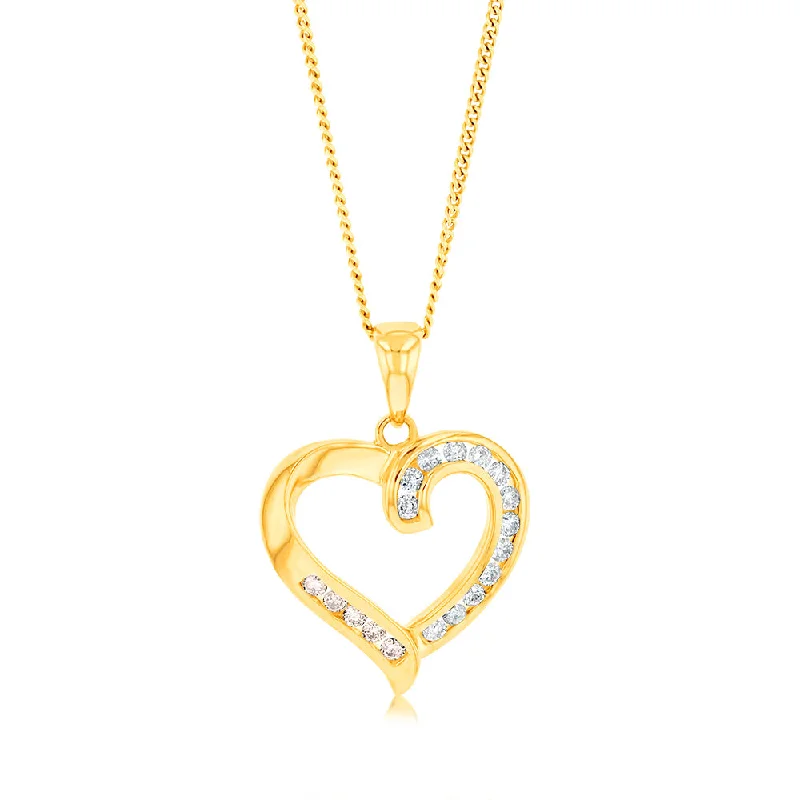 Best Jewelry Sale – Shop Exclusive Designs Now Australian Diamond 9ct Yellow Gold 1/4 Carat Diamond Heart Pendant