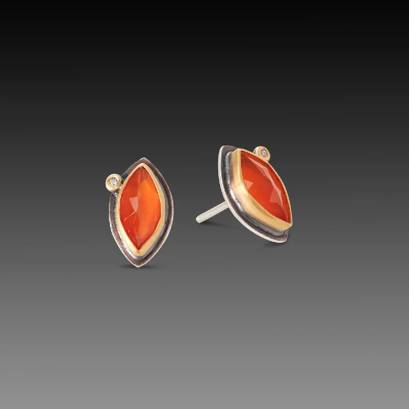 Personalized Engraved Jewelry For Meaningful Gifts Carnelian Marquis Stud Earrings