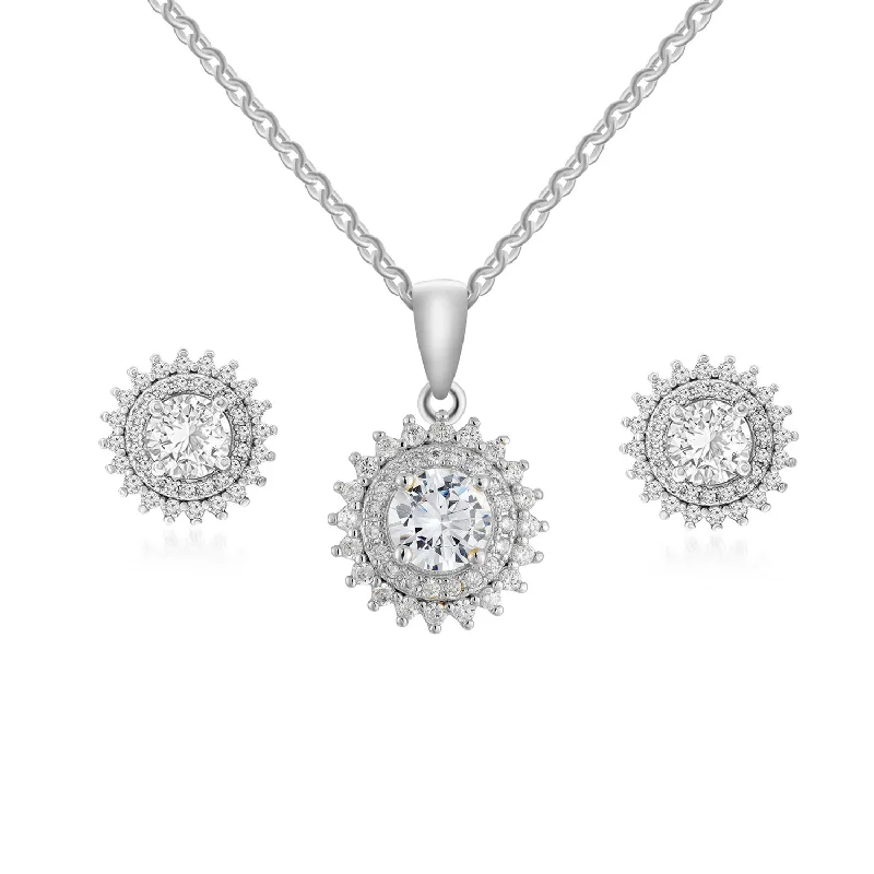 Shine Without Limits – Jewelry Sale Happening Now Cordelia 18k White Gold Necklace and Stud Earrings Jewelry Set with Crystals