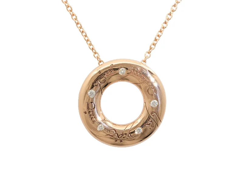 Shop Elegant Jewelry At Unbeatable Prices Custom Wanderers Circle Pendant with Diamonds & Hidden Bales, Red Gold
