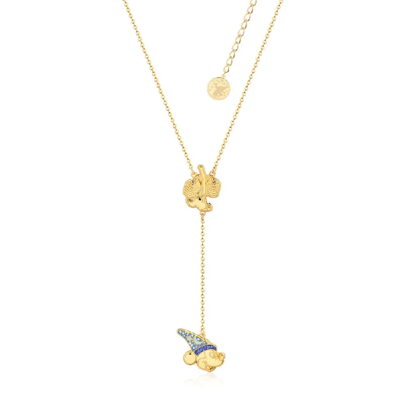 Unique Jewelry Designs Now At Discounted Rates Disney Fantasia Gold Plated Sorcerer's Apprentice Mickey Lariat Pendant on Chain