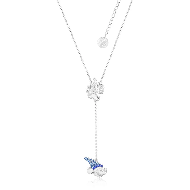 Handcrafted Jewelry Sale – Unique Designs At Low Prices Disney Fantasia White Gold Plated Sorcerer's Mickey Lariat Pendant On 45+7cm Chain
