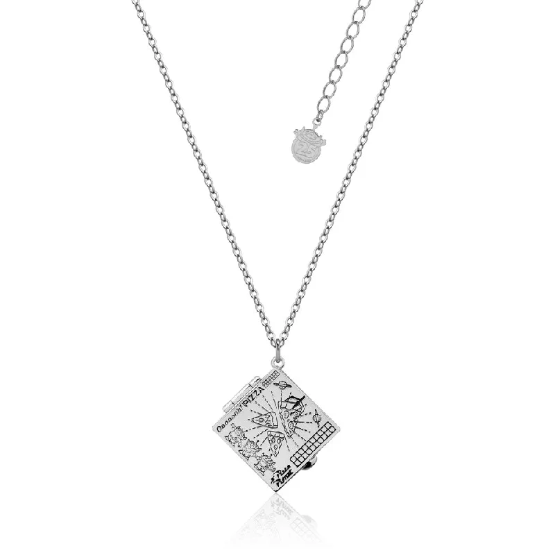Limited-Time Offer On Elegant Jewelry Pieces Disney Pixar Toy Story White Gold Plated Pizza Planet Pizza Box Pendant On Chain