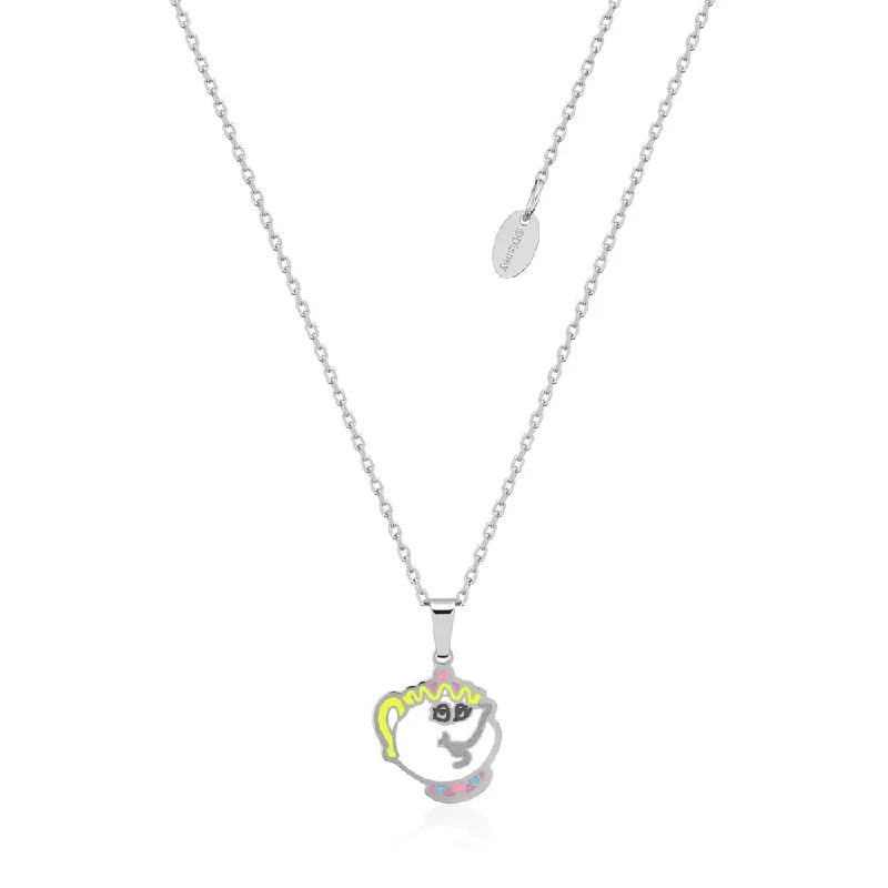 Exclusive Jewelry Sale – Sparkle For Less Disney Stainless Steel Beauty And The Beast Mrs. Potts Pendant On 40+7cm Chain
