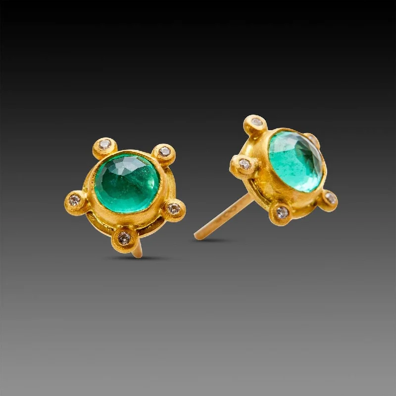 Shop Trending Jewelry With Exclusive Savings Emerald Stud Earrings with Diamonds