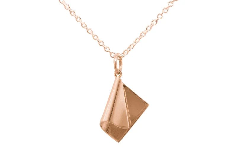 Modern Statement Jewelry For Bold Styling Folded Drop Pendant, Red Gold