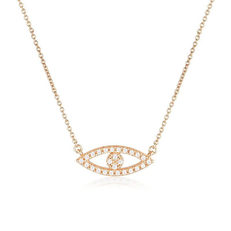 High-Quality Gemstone Jewelry For Special Occasions Georgini Rock Star Sterling Silver Rose Gold Plated Evil Eye Pendant On Chain