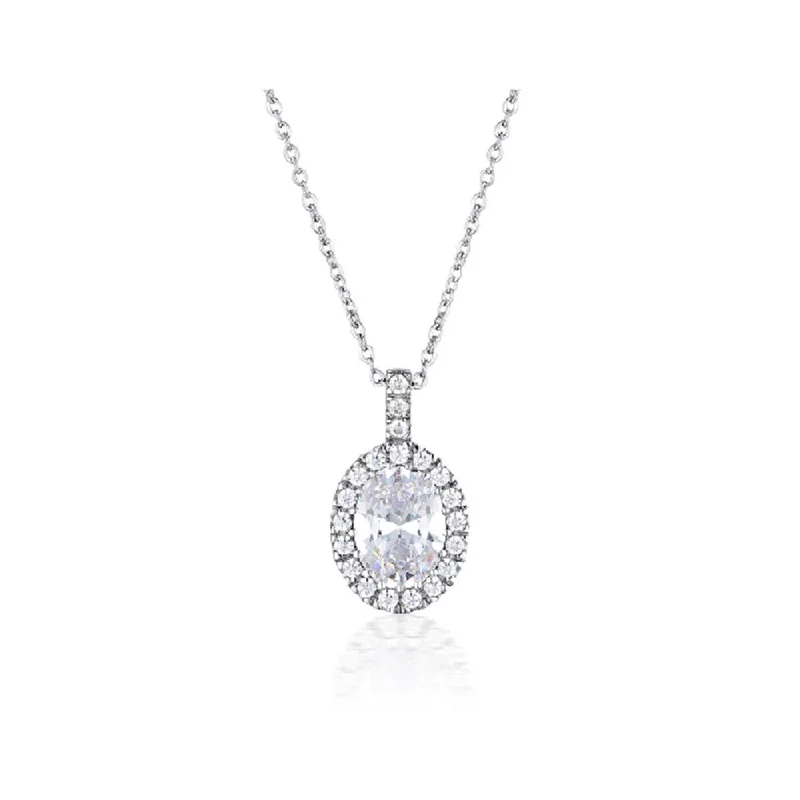 Limited-Stock Jewelry Sale – Shop Before It's Gone Georgini Sterling Silver  Zirconia Halo Oval Pendant On Chain