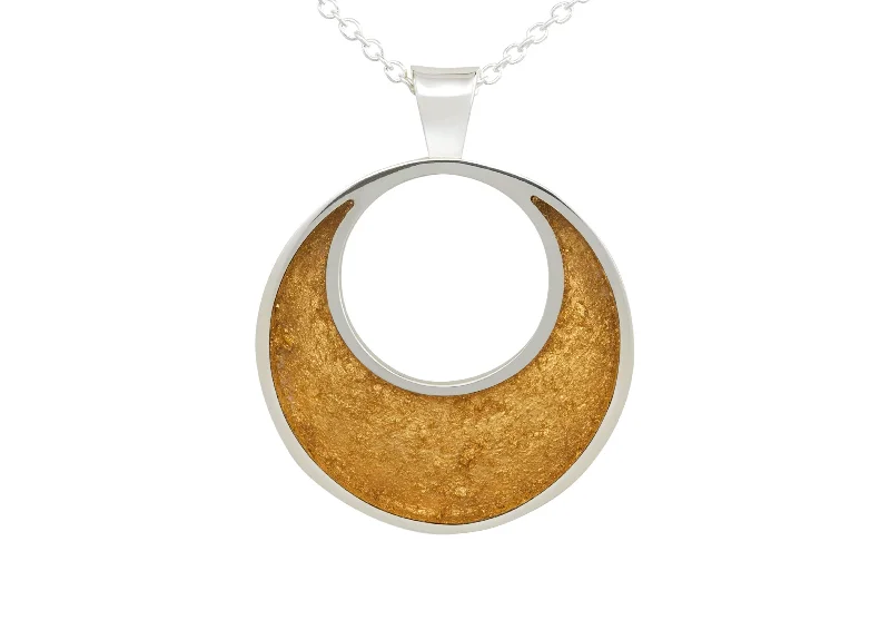Handcrafted Beauty At Affordable Prices 24ct Gold Leaf Crescent Moon Pendant, Sterling Silver