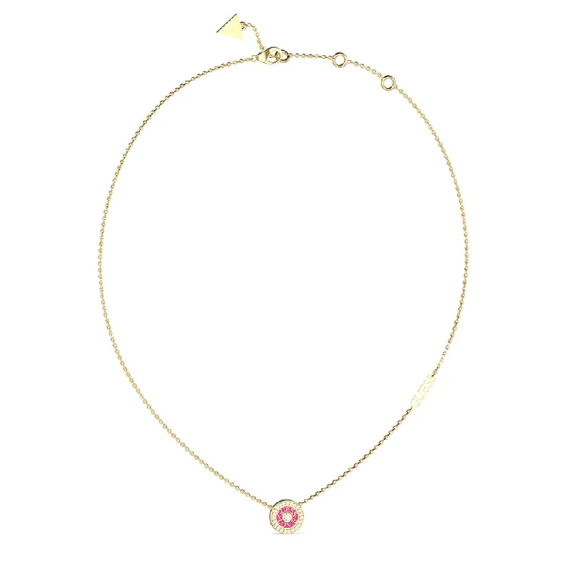 Best-Selling Jewelry Now Available At Special Deals Guess Gold-Plated Stainless-Steel Fuchsia Love Mini 16-18" Chain