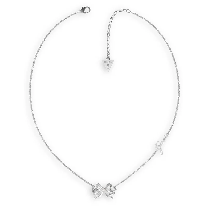 Seasonal Jewelry Deals – Elevate Your Style Guess Rhodium Plated Stainless Steel 22mm Bow On 16-18" Chain