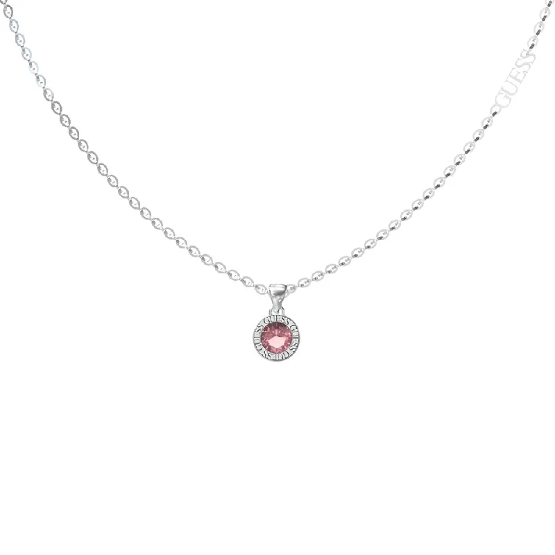 Shop Dazzling Jewelry At The Best Prices Guess Stainless Steel Fuchsia Cubic Zirconia Charm 16-18" Chain