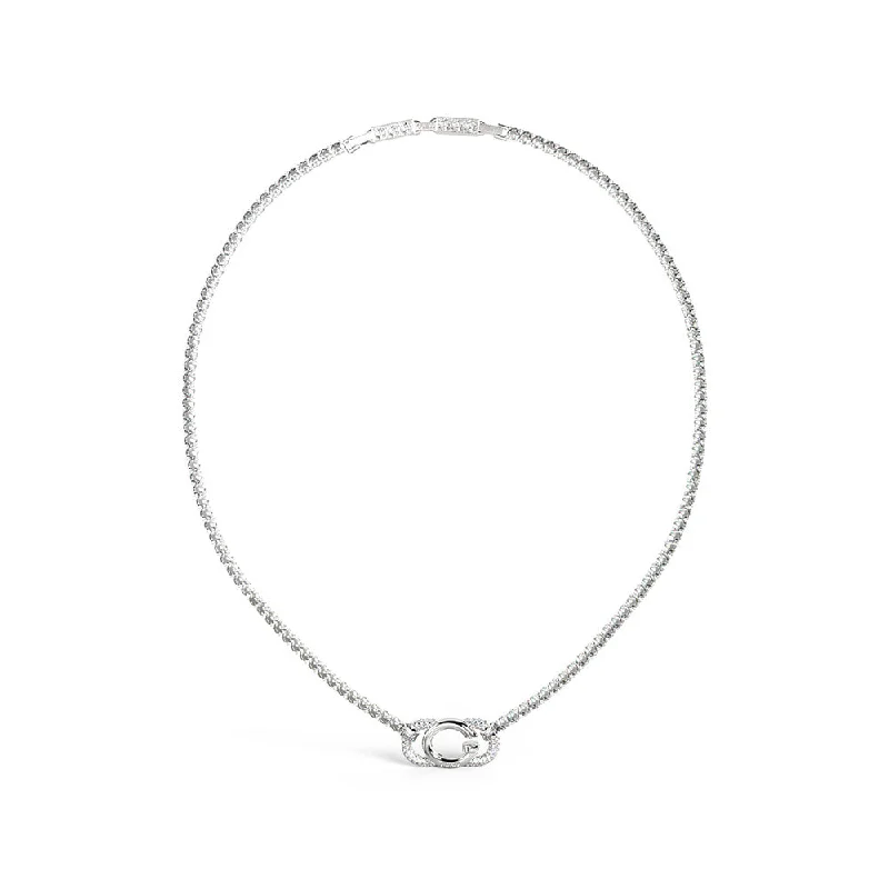 Shop High-Quality Jewelry At Jaw-Dropping Discounts Guess Stainless Steel G Logo And Crystals Tennis 16-18" Chain
