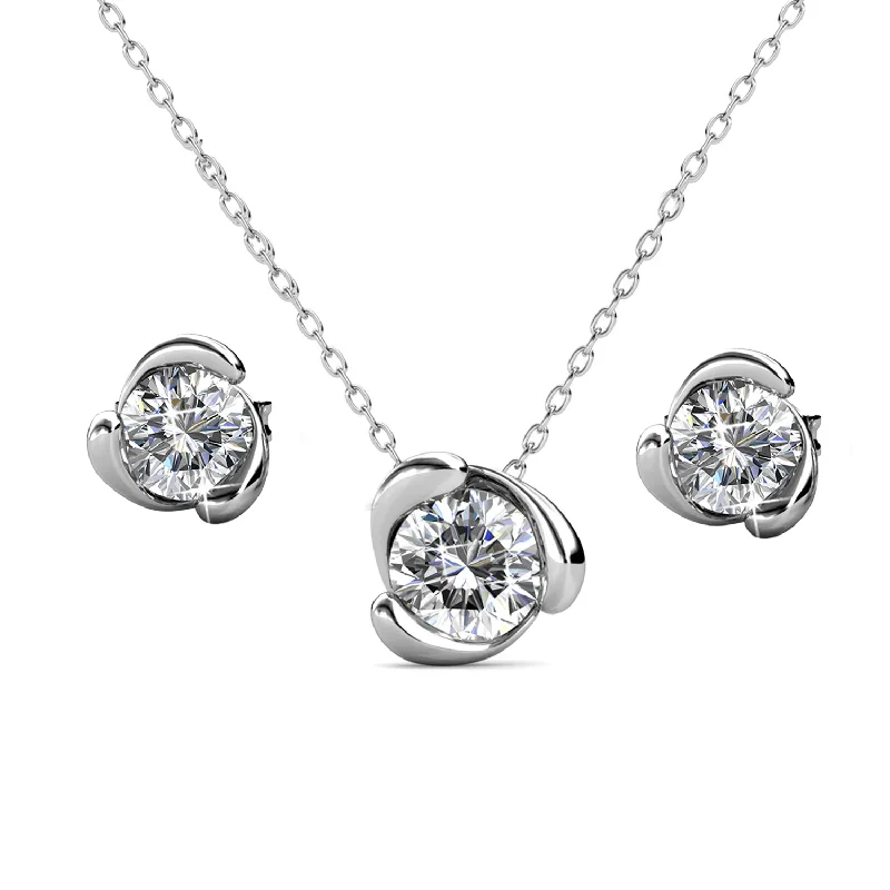 Your Dream Jewelry At Dream Prices – Shop Now Harmony 18k White Gold Necklace and Stud Earrings Jewelry Set with Crystals