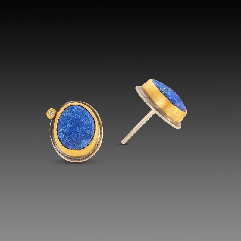 Waterproof Stainless Steel Jewelry For Lasting Beauty Lapis Surface Stud Earrings