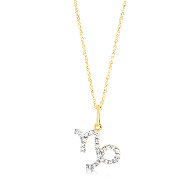 Shop Dazzling Jewelry With Special Promotional Discounts Luminesce Lab Diamond 9ct Yellow Gold Capricon 1/10 Carat Diamond Pendant With Chain