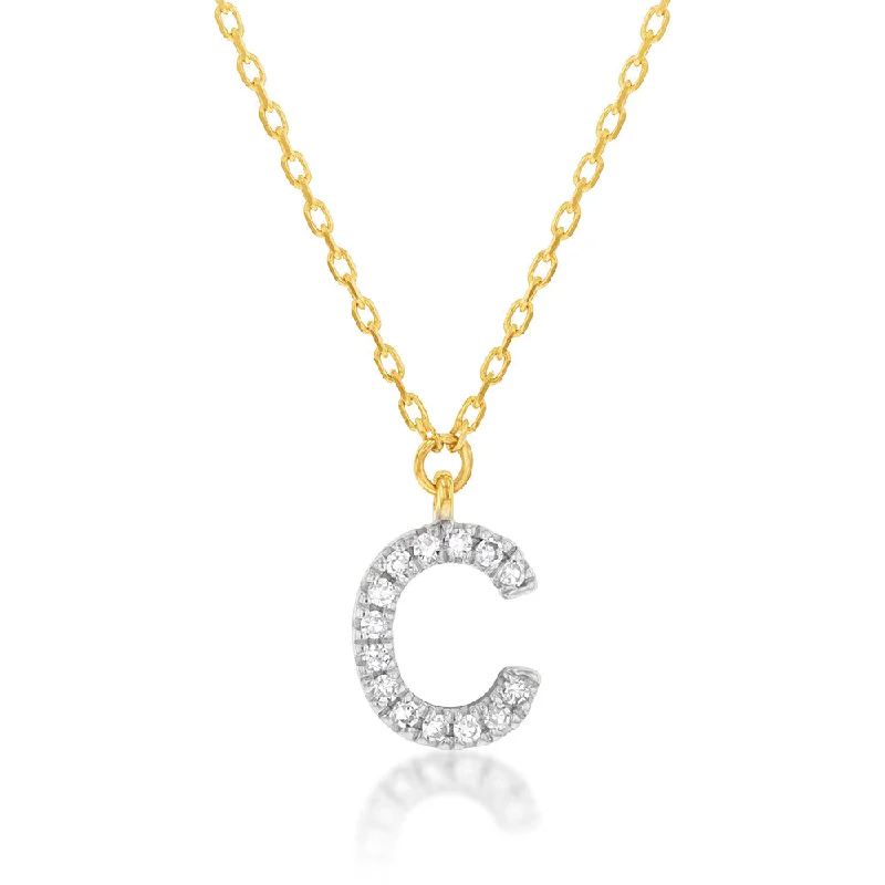Your Dream Jewelry At Dream Prices Luminesce Lab Diamond C Initial Pendant in 9ct Yellow Gold with Adjustable 45cm Chain