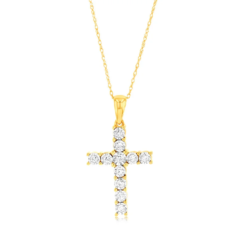Buy More, Save More On Stunning Jewelry Pieces Luminesce Lab Grown 1/4 Carat Diamond Cross in 9ct Yellow Gold on 45cm Chain