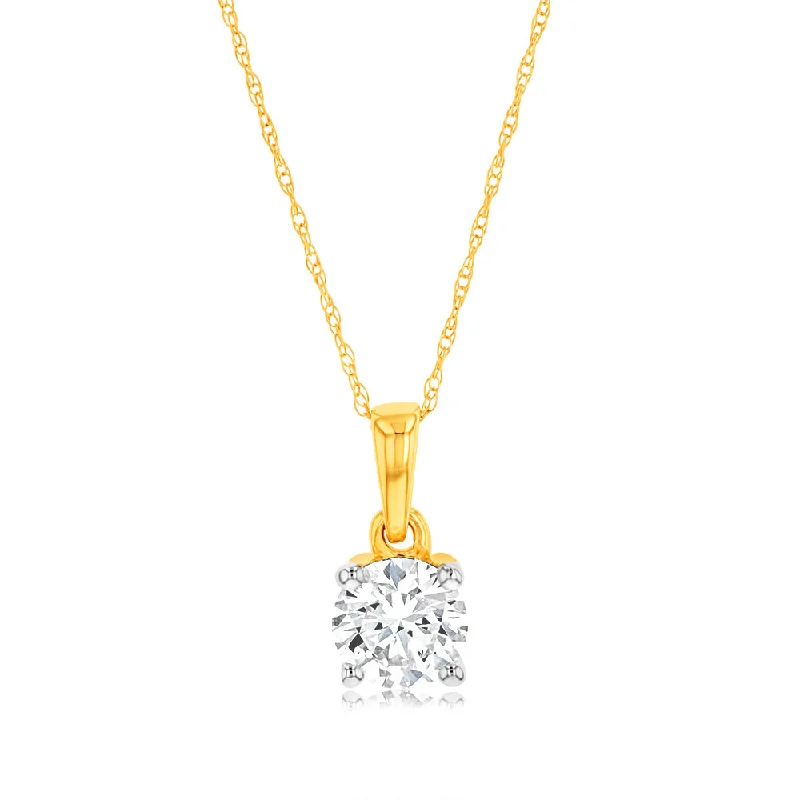 Buy More, Save More On Stunning Jewelry Pieces Luminesce Lab Grown 1 Carat Diamond Solitaire Pendant on 9ct Yellow Gold Adjustable Chain