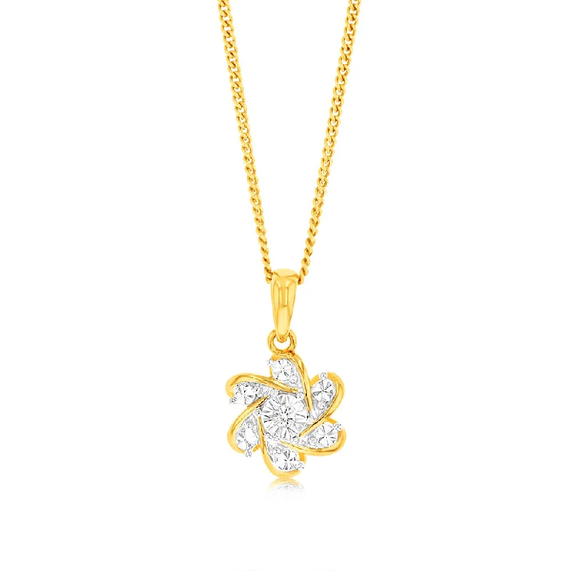 Discover Unique Jewelry With Special Limited-Time Offers Luminesce Lab Grown Flower Shaped with Single Small Diamond in 9ct Yellow Gold