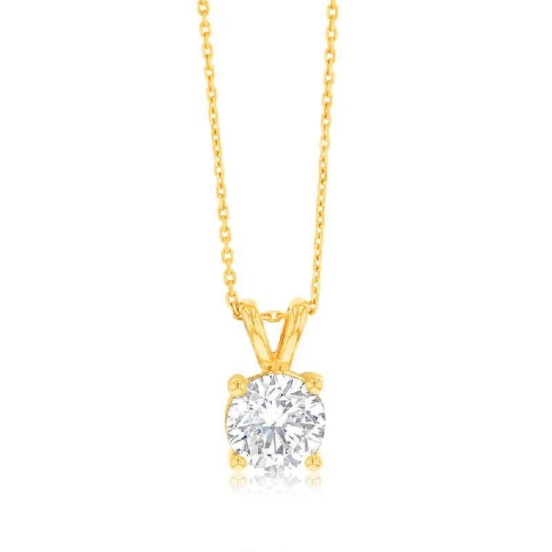 Stunning Jewelry Pieces At The Lowest Prices Ever Luminesce Lab Grown Solitaire 2Ct Diamond Pendant in 9ct Yellow Gold with Adjustable Chain