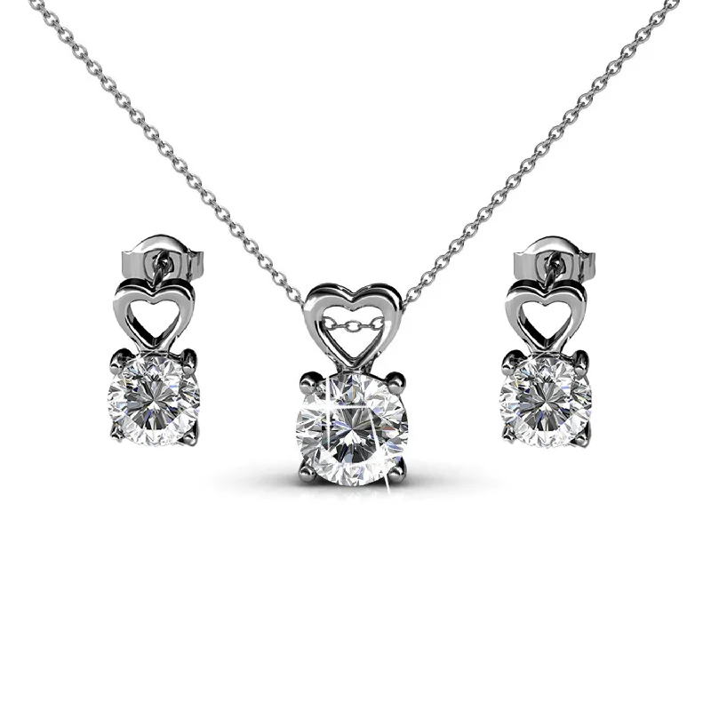 Elevate Your Jewelry Collection With Limited-Time Savings Marian 18k White Gold Necklace and Stud Earrings Jewelry Set with Crystals