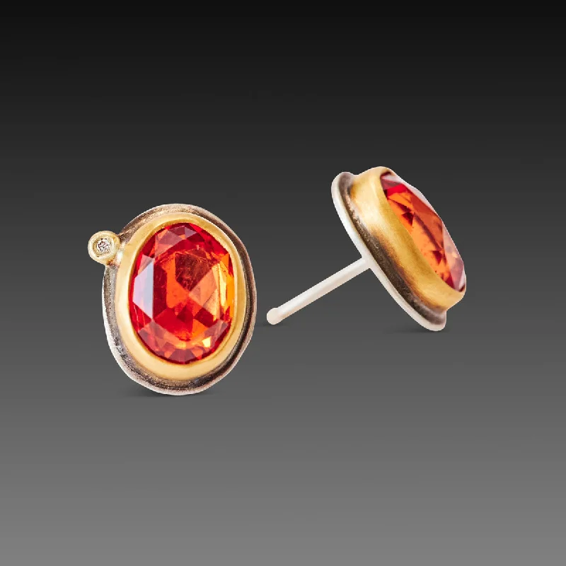 Delicate Crystal Jewelry For Sophisticated Charm Orange Sapphire Stud Earrings