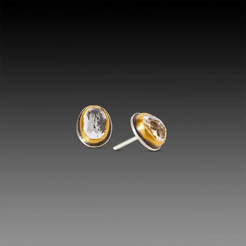 Seasonal Jewelry Sale – Upgrade Your Collection Oval White Topaz Stud Earrings