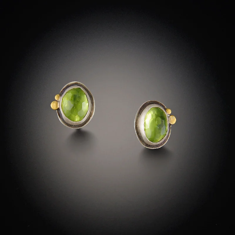 Trending Jewelry Now Available At Exclusive Prices Peridot Stud Earrings with Gold Dots