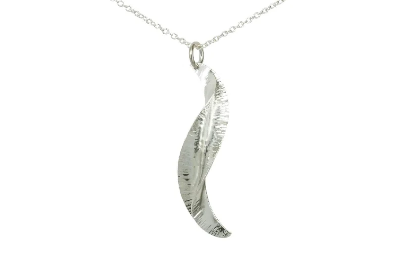 Classic And Modern Jewelry Styles On Sale WVIII Spring Leaf Pendant, Pure Silver