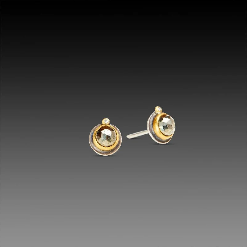 Exclusive Jewelry Bundles At Discounted Prices Pyrite Stud Earrings with Diamond Dots